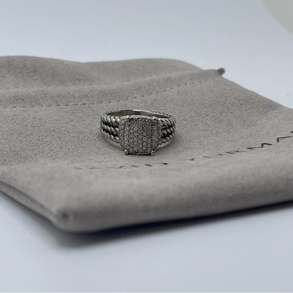 David Yurman Jewelry - David Yurman 925 Sterling Silver Petite Wheaton Ring Pave Diamonds Size 5